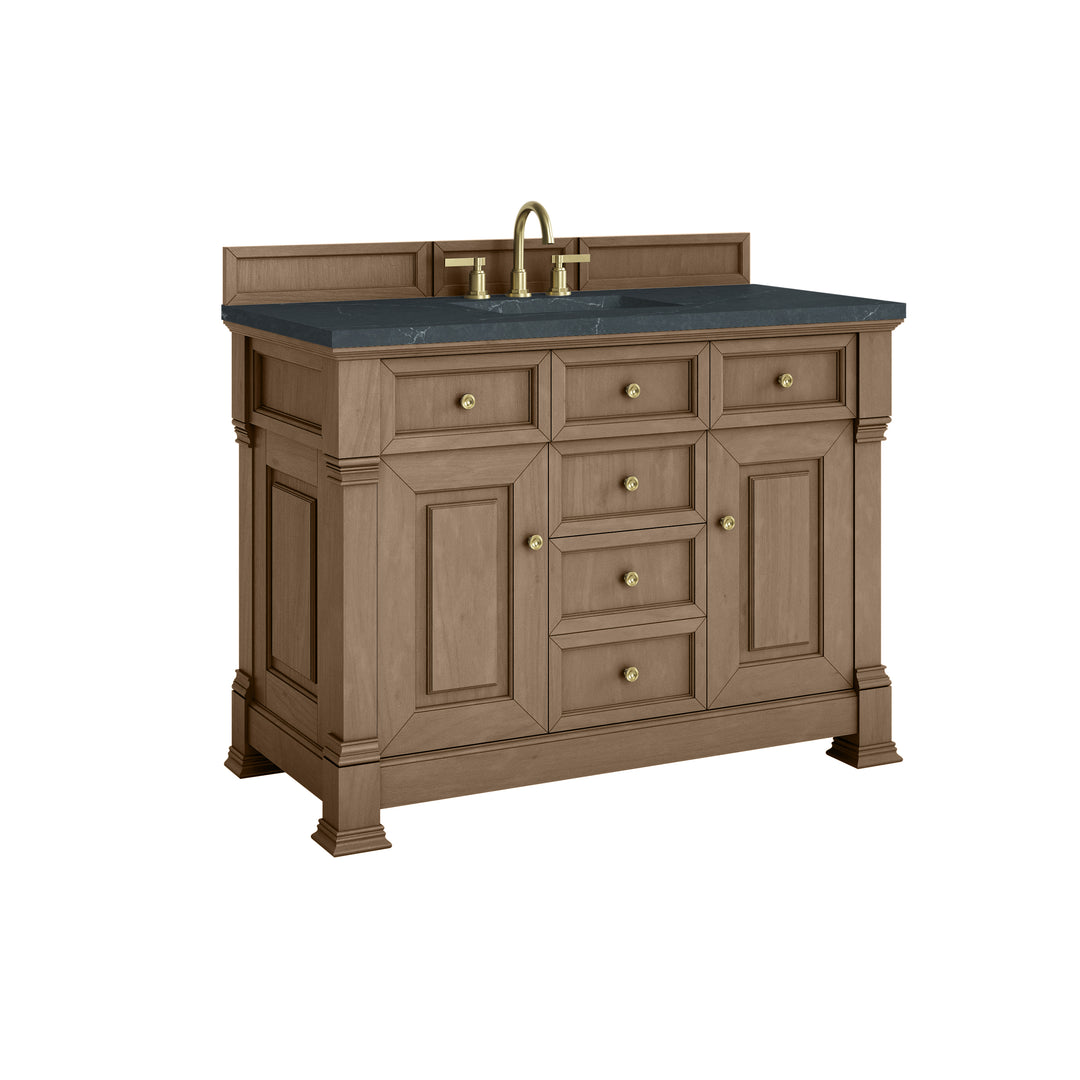 Brookfield 48" Single Vanity, Pecan w/3 CM Charcoal Soapstone Silestone® Top