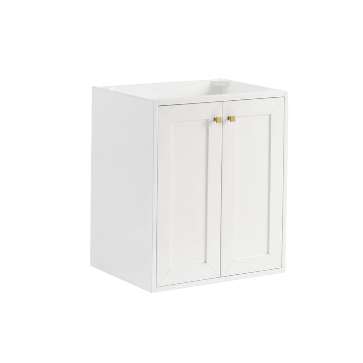Chianti 24" Single Cabinet, Glossy White, Champagne Brass