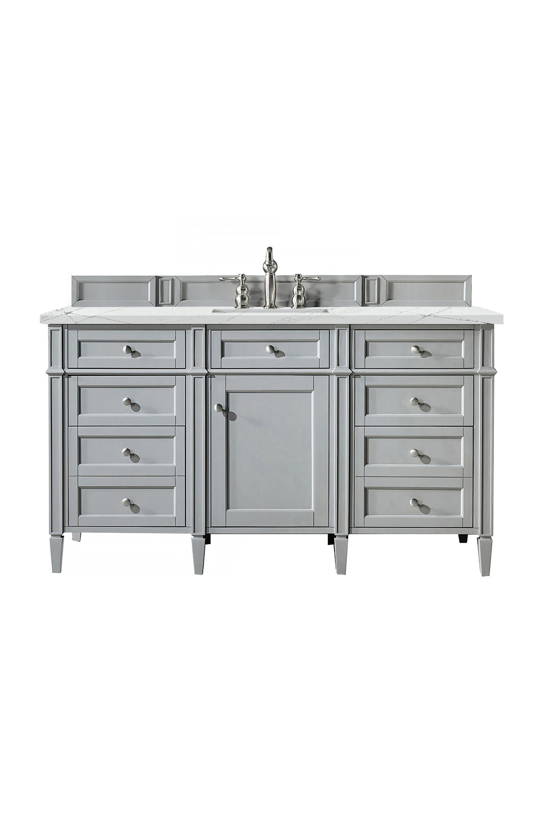 Brittany 60" Single Vanity, Urban Gray w/ 3 CM Ethereal Noctis Silestone Top