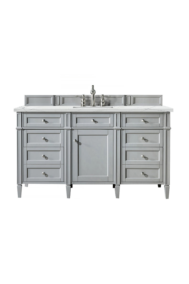Brittany 60" Single Vanity, Urban Gray w/ 3 CM Ethereal Noctis Silestone Top