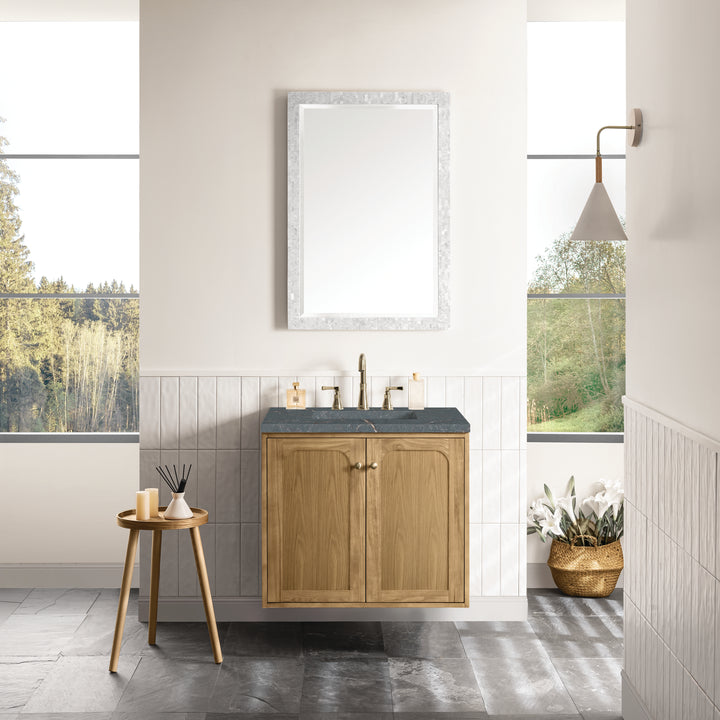 Laurent 30" Single Vanity, Light Natural Oak w/ 3 CM Parisien Bleu Top