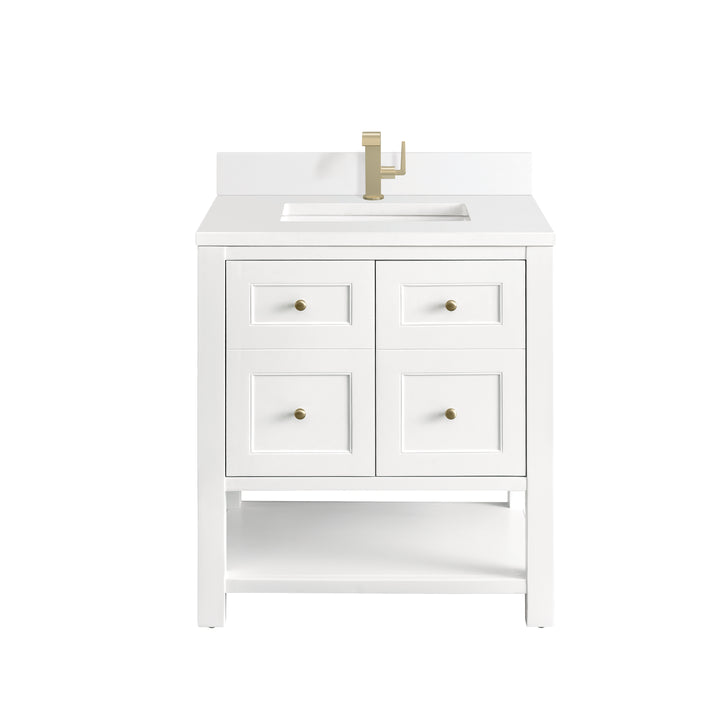 Breckenridge 30" Single Vanity, Bright White w/ Single Hole 3 CM White Zeus Top & Backsplash