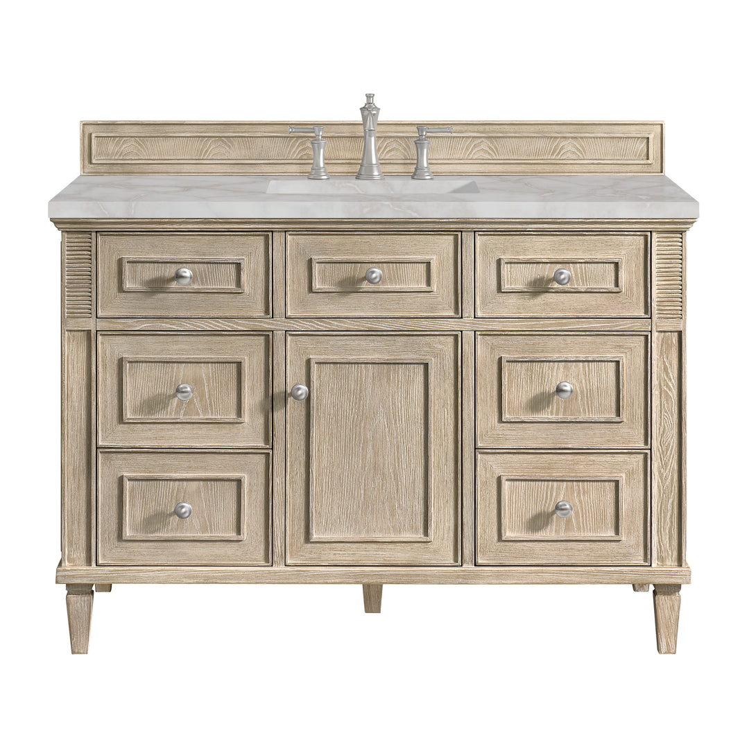 Lorelai 48" Single Vanity, Whitewashed Oak w/ 3 CM Victorian Silver Silestone Top