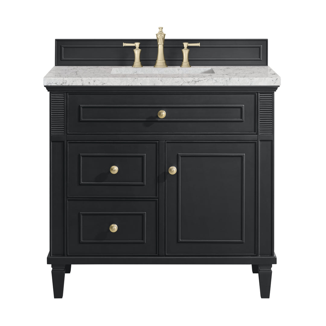 Lorelai 36" Single Vanity, Black Onyx w/ 3 CM Eternal Jasmine Pearl Silestone Top