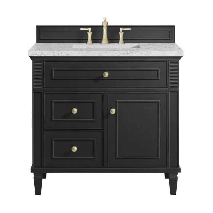 Lorelai 36" Single Vanity, Black Onyx w/ 3 CM Eternal Jasmine Pearl Silestone Top