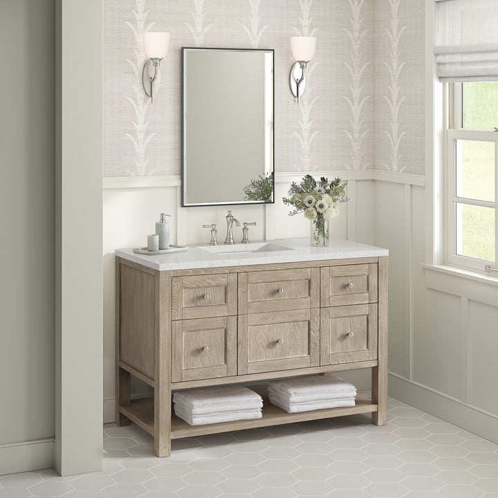 Breckenridge 48" Single Vanity, Whitewashed Oak w/ 3 CM Lime Delight Silestone Top