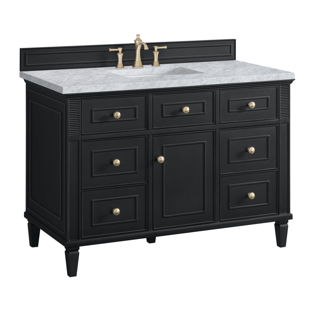 Lorelai 48" Single Vanity, Black Onyx w/ 3 CM Carrara White Marble Top