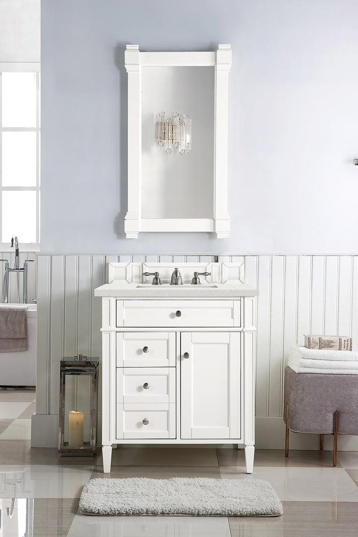 Brittany 30" Single Vanity, Bright White, w/ 3 CM Lime Delight Silestone Top