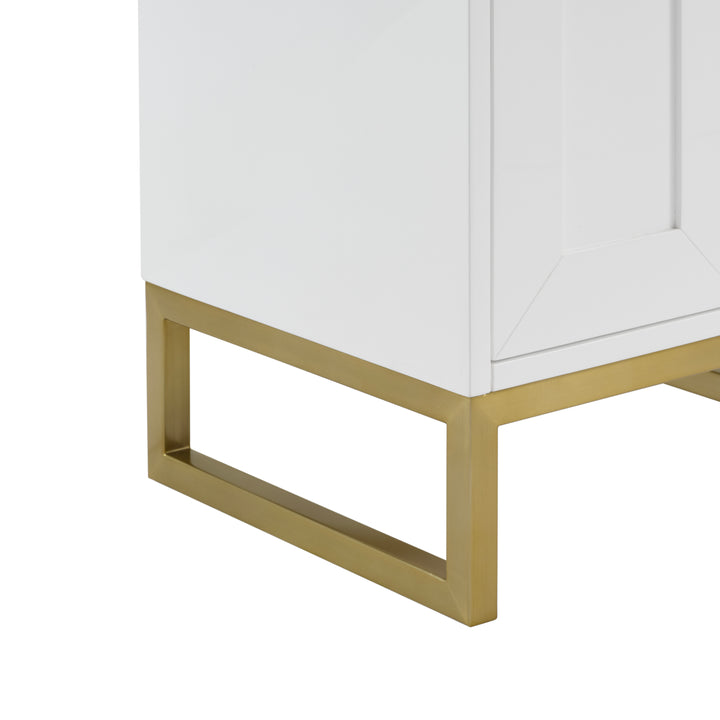Chianti 24" Single Cabinet, Glossy White, Champagne Brass
