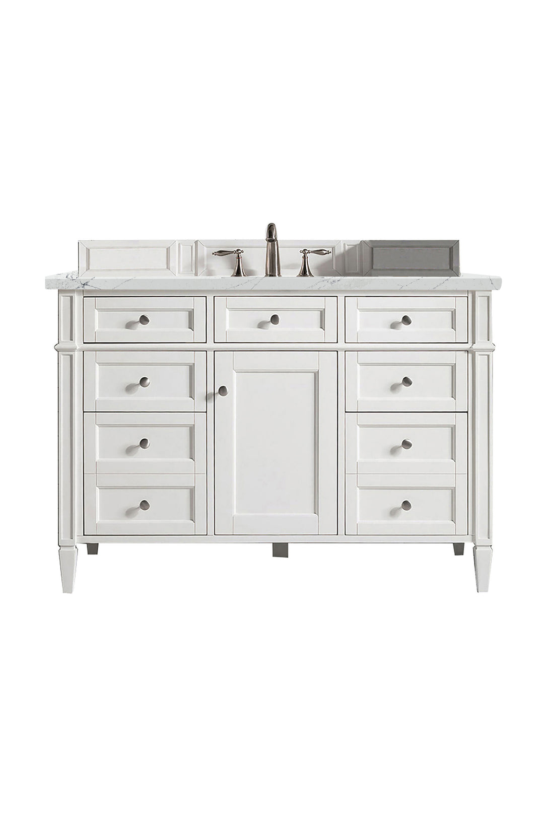 Brittany 48" Single Vanity, Bright White w/ 3 CM Ethereal Noctis Silestone Top
