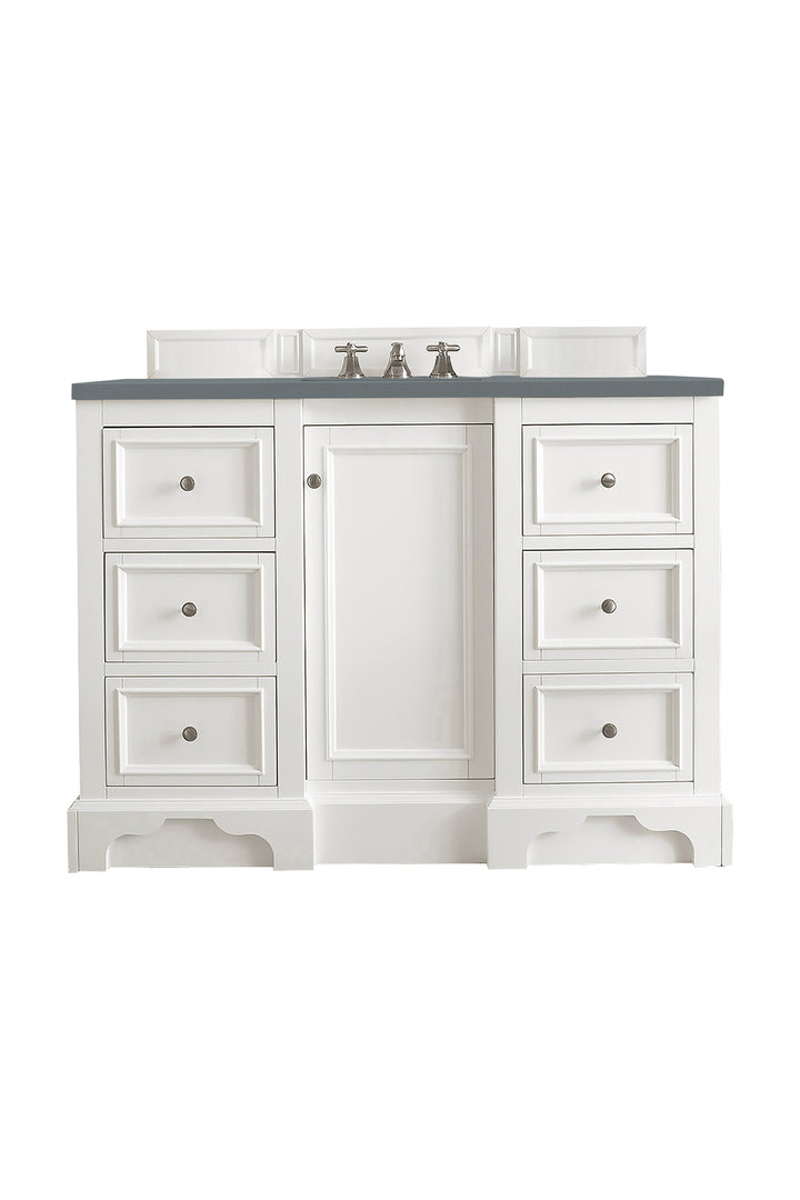 De Soto 48" Single Vanity, Bright White w/ 3 CM Cala Blue Silestone Top