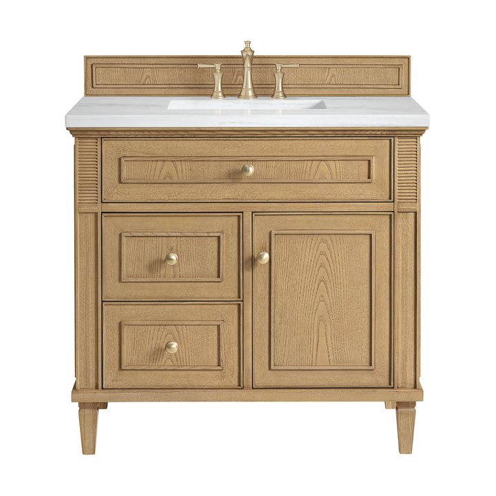 Lorelai 36" Single Vanity, Light Natural Oak w/ 3 CM Arctic Fall Solid Surface Top