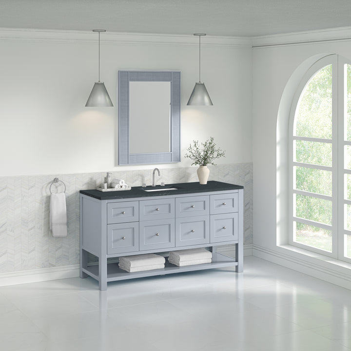 Breckenridge 60" Single Vanity, Serenity Blue, w/ 3 CM Charcoal Soapstone Quartz Top