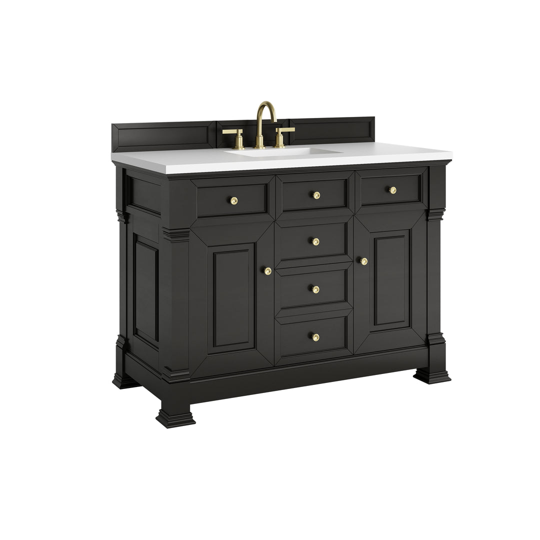 Brookfield 48" Single Vanity, Black Onyx,  w/ 3 CM White Zeus Silestone® Top