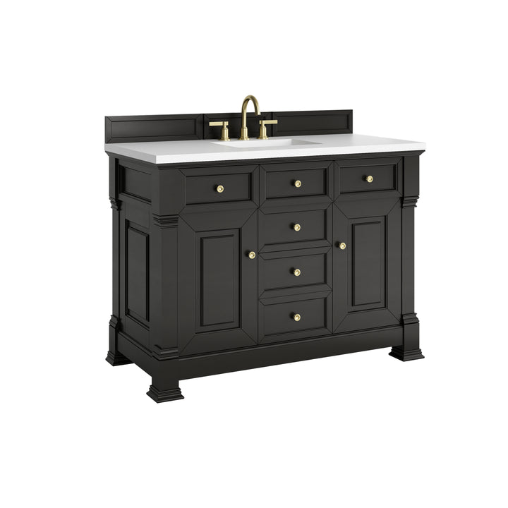 Brookfield 48" Single Vanity, Black Onyx,  w/ 3 CM White Zeus Silestone® Top