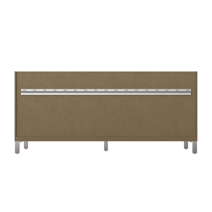 Chicago 72" Double Vanity, Walnut Whisper, w/ 3 CM Eternal Jasmine Pearl Silestone® Top