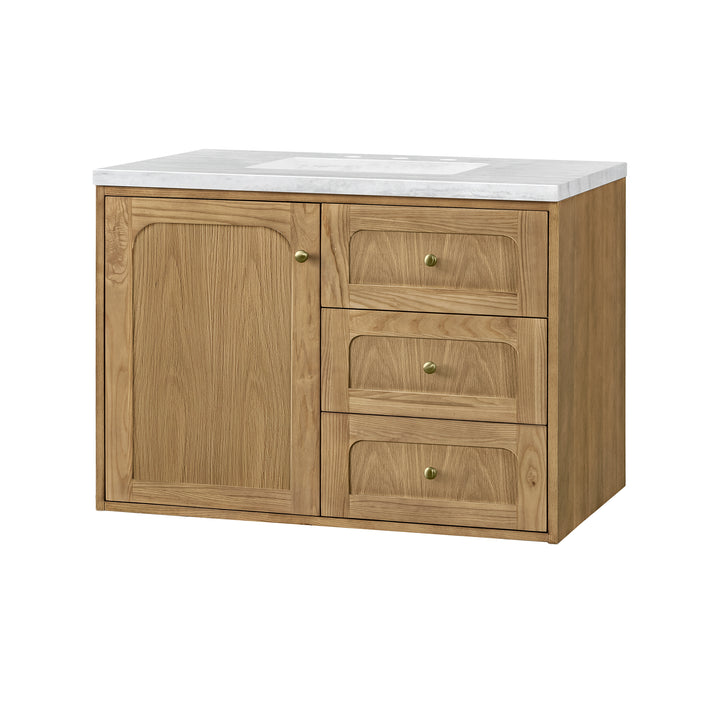 Laurent 36" Single Vanity, Light Natural Oak w/ 3 CM Arctic Fall Top