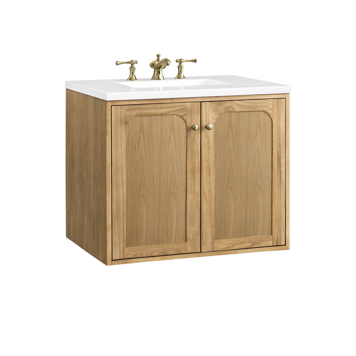 Laurent 30" Single Vanity, Light Natural Oak w/ 3 CM White Zeus Top