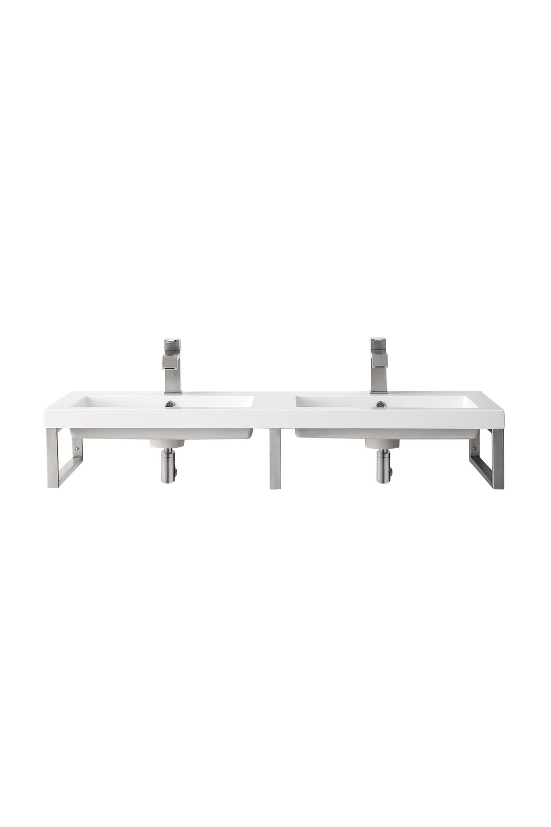 Three Boston 18" Wall Brackets, Brushed Nickel w/ 47" White Glossy Composite Stone Top