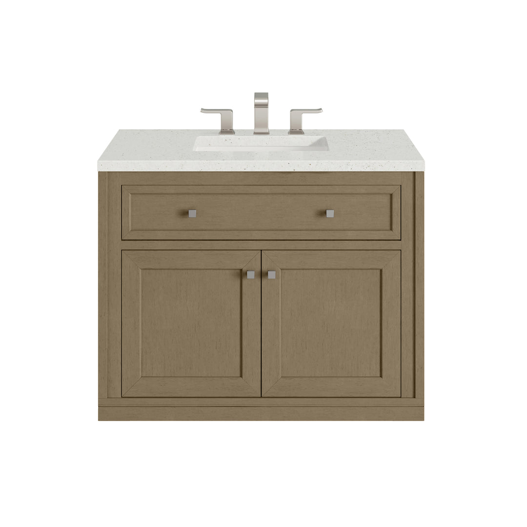 Chicago 36" Single Vanity, Walnut Whisper, w/ 3 CM Lime Delight Silestone® Top