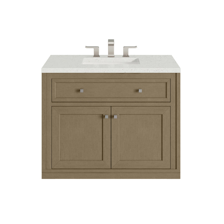 Chicago 36" Single Vanity, Walnut Whisper, w/ 3 CM Lime Delight Silestone® Top