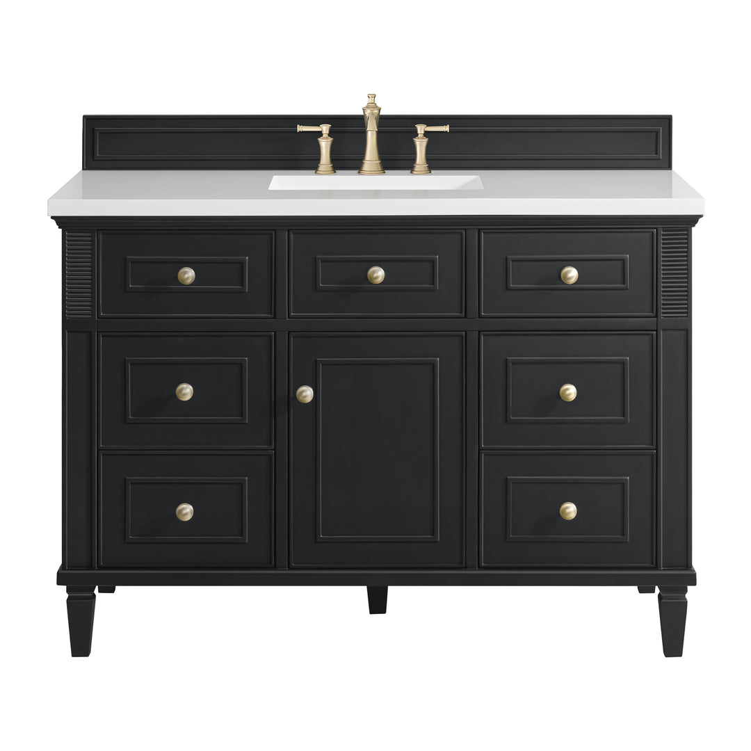 Lorelai 48" Single Vanity, Black Onyx w/ 3 CM White Zeus Silestone Top