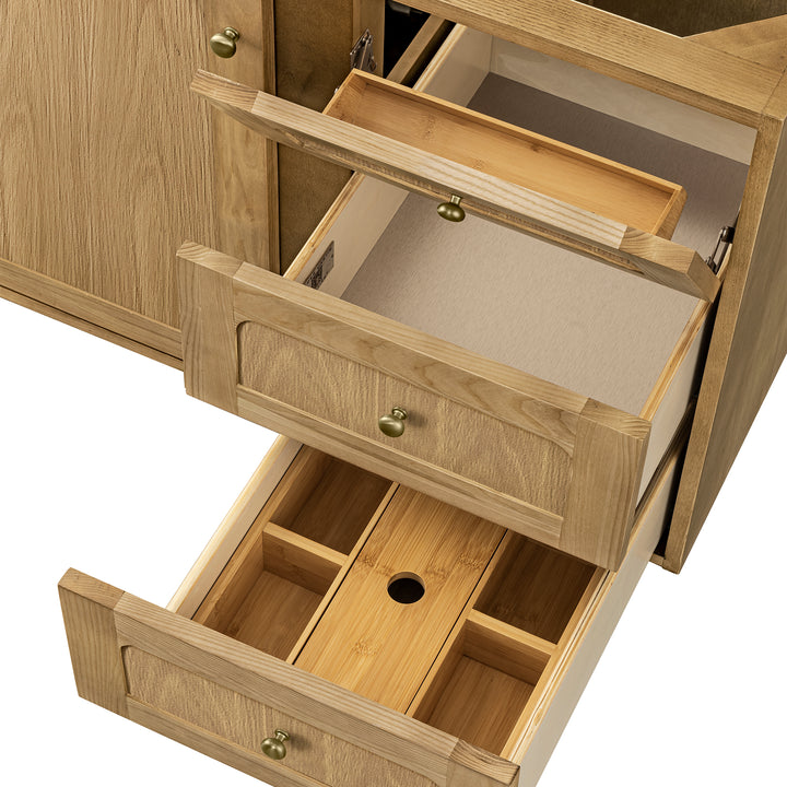 Laurent 36" Single Vanity, Light Natural Oak w/ 3 CM Eternal Marfil Top