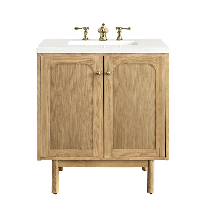 Laurent 30" Single Vanity, Light Natural Oak w/ 3 CM White Zeus Top