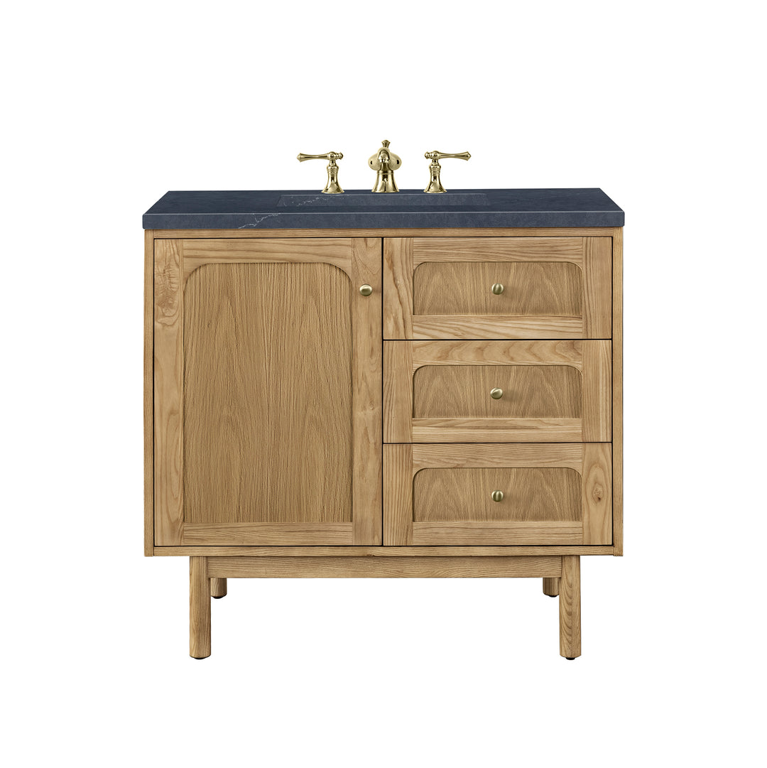 Laurent 36" Single Vanity, Light Natural Oak w/ 3 CM Charcoal Soapstone Top