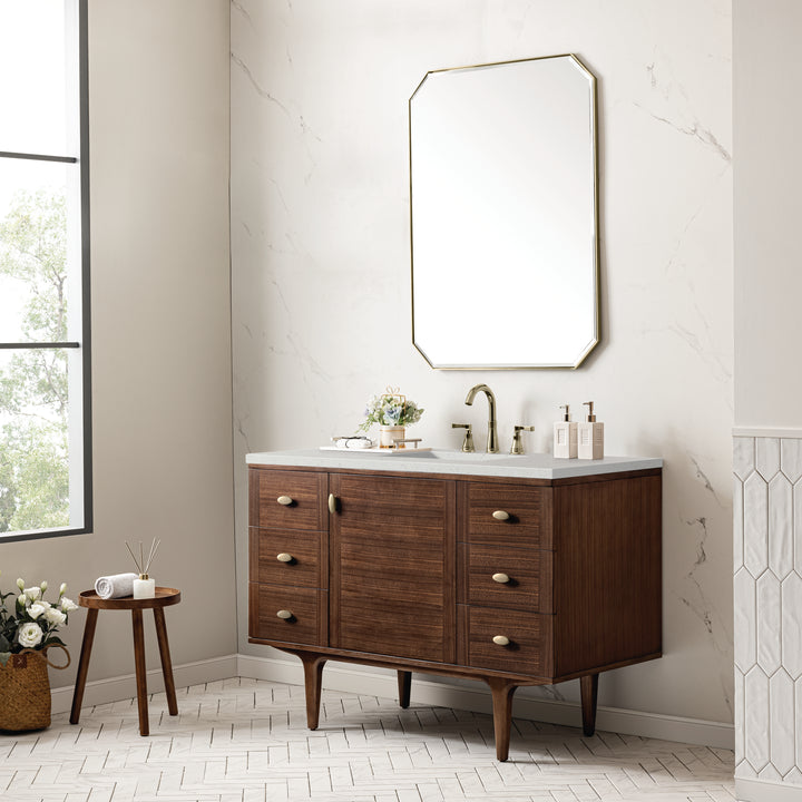 Amberly 48" Single Vanity, Mid-Century Walnut w/ 3 CM Lime Delight Top