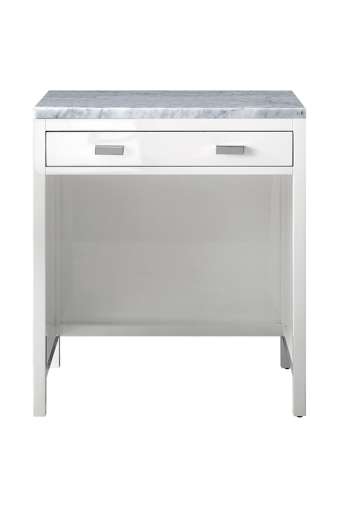 Addison 30" Countertop Unit, Glossy White w/ 3 CM Carrara Marble Top