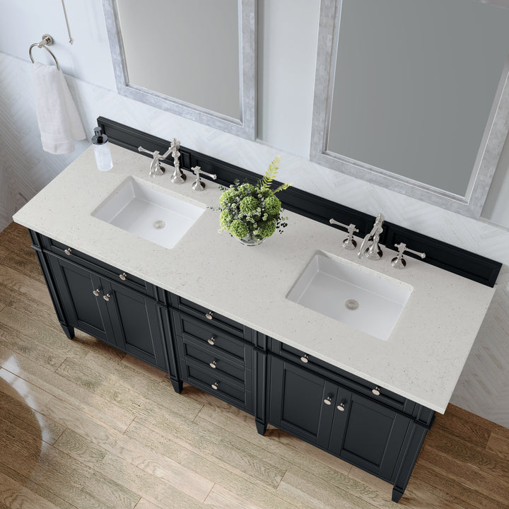 Brittany 72" Double Vanity, Black Onyx w/ 3 CM Lime Delight Silestone Top