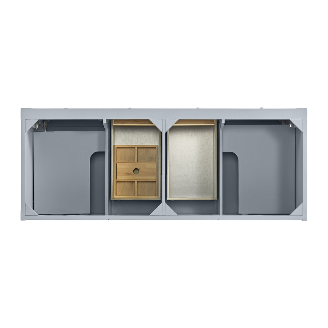 Breckenridge 60" Double Vanity, Serenity Blue, w/ 3 CM Ethereal Noctis Quartz Top