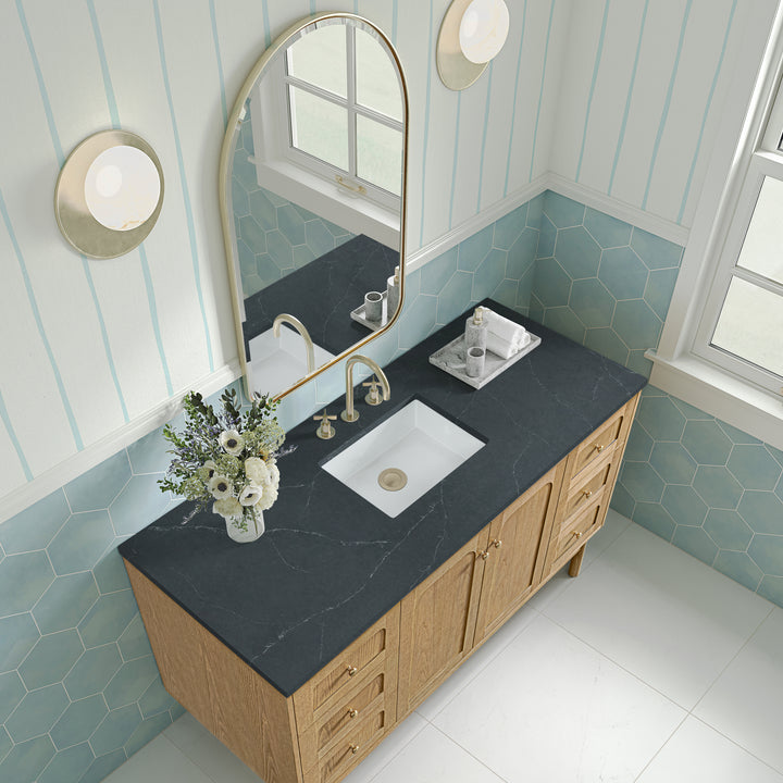 Laurent 60" Single Vanity, Light Natural Oak, w/ 3 CM Charcoal Soapstone Quartz Top