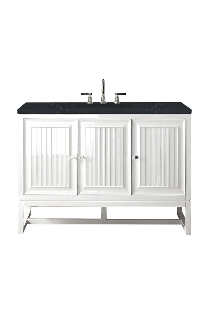 Athens 48" Single Vanity, Glossy White w/ 3 CM Charcoal Soapstone Silestone Top