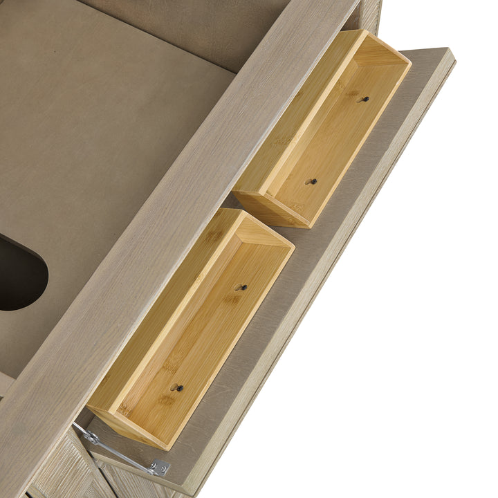 Lorelai 72" Double Vanity, Whitewashed Oak w/ 3 CM Eternal Jasmine Pearl Silestone Top w/FreePower Wireless Charger