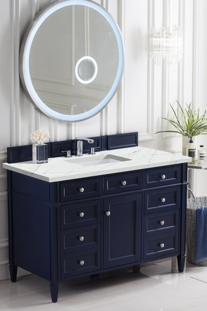 Brittany 48" Single Vanity, Victory Blue w/ 3 CM Ethereal Noctis Silestone Top