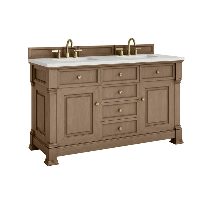 Brookfield 60" Double Vanity, Pecan w/ 3 CM Lime Delight Silestone®  Top