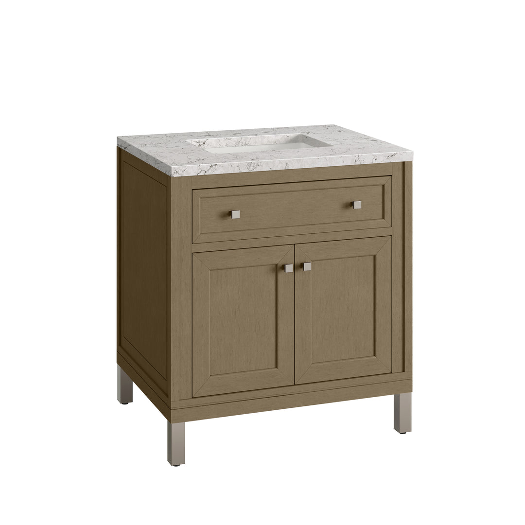 Chicago 30" Single Vanity, Walnut Whisper, w/ 3 CM Eternal Jasmine Pearl Silestone® Top