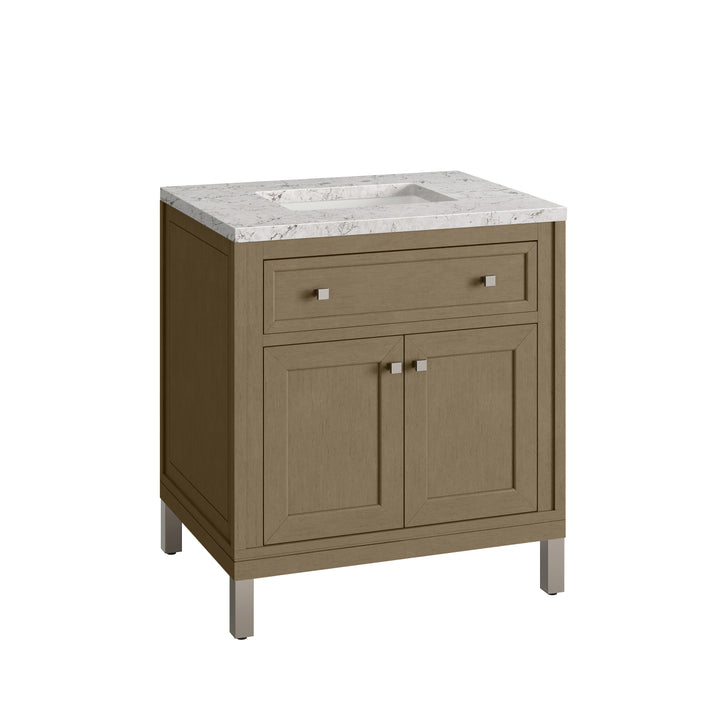 Chicago 30" Single Vanity, Walnut Whisper, w/ 3 CM Eternal Jasmine Pearl Silestone® Top