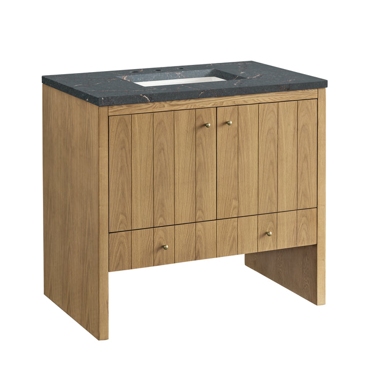 Hudson 36" Single Vanity, Light Natural Oak w/ 3 CM Parisien Bleu Top