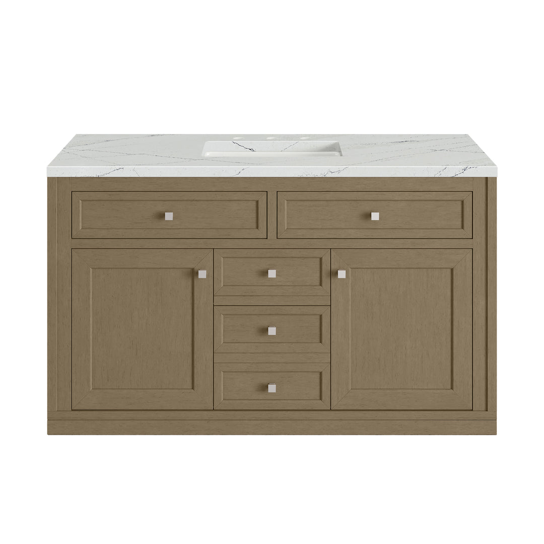 Chicago 48" Single Vanity, Walnut Whisper, w/ 3 CM Ethereal Noctis Silestone® Top w/FreePower Wireless Charger