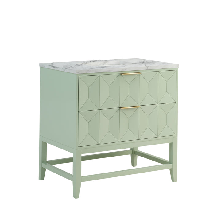 Emmeline 36" Single Vanity, Pistachio w/ 3 CM Carrara Marble Top
