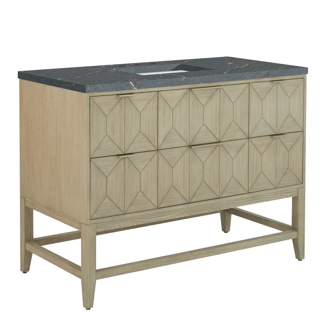 Emmeline 48" Single Vanity, Pebble Oak w/ 3 CM Parisien Bleu Silestone Top