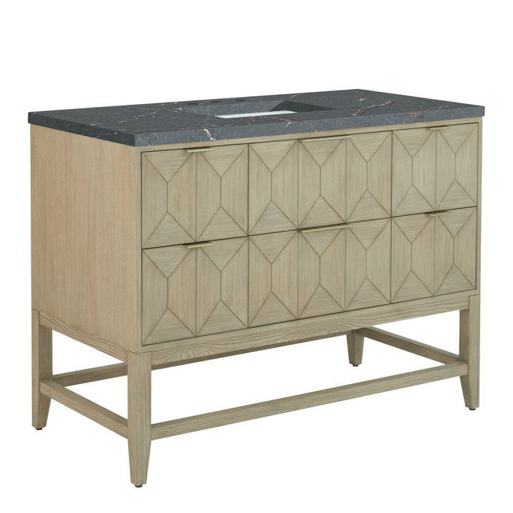 Emmeline 48" Single Vanity, Pebble Oak w/ 3 CM Parisien Bleu Silestone Top