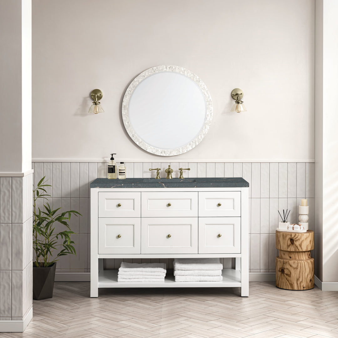 Breckenridge 48" Single Vanity, Bright White w/ 3 CM Parisien Bleu Top