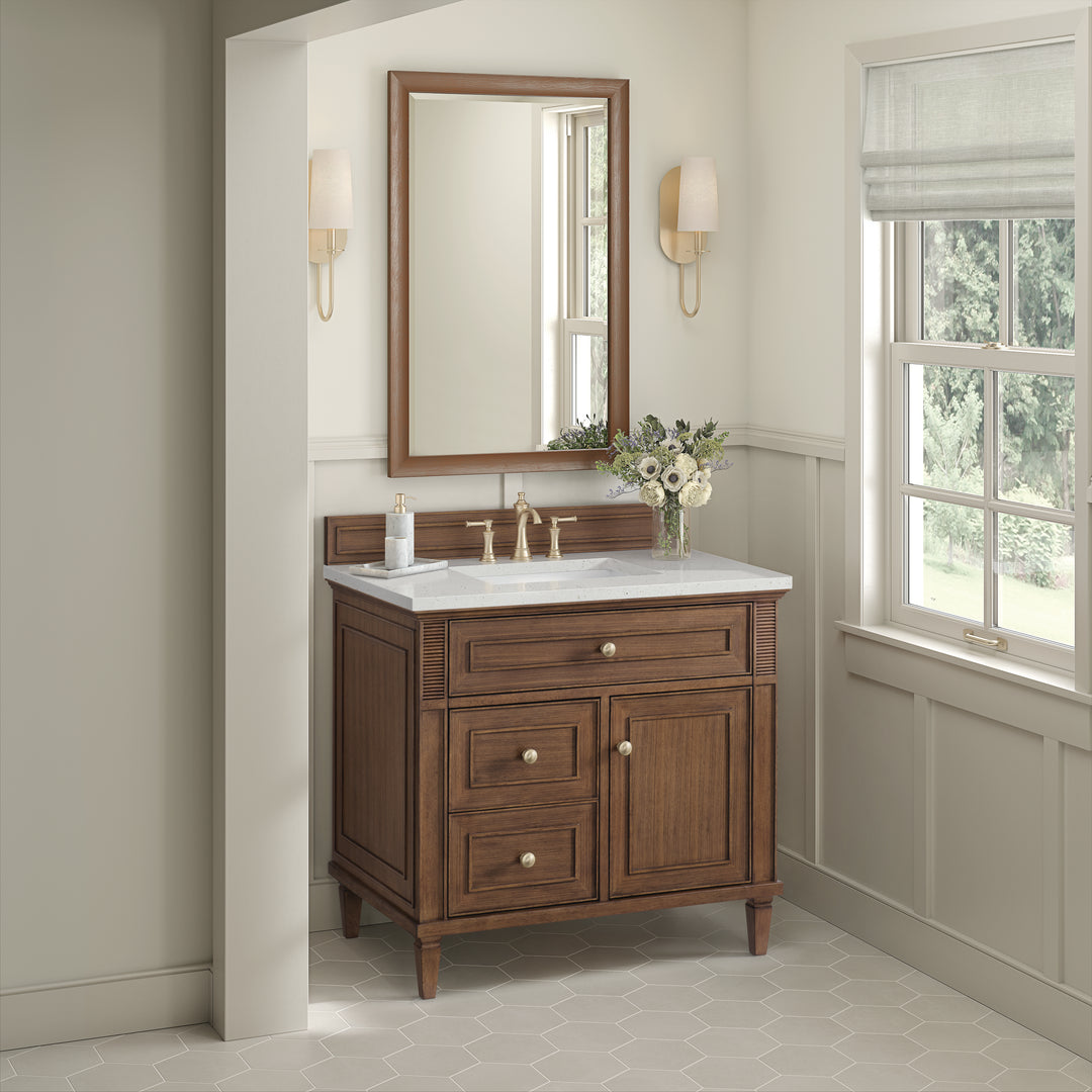 Lorelai 36" Single Vanity, Mid-Century Walnut w/ 3 CM Lime Delight Silestone Top
