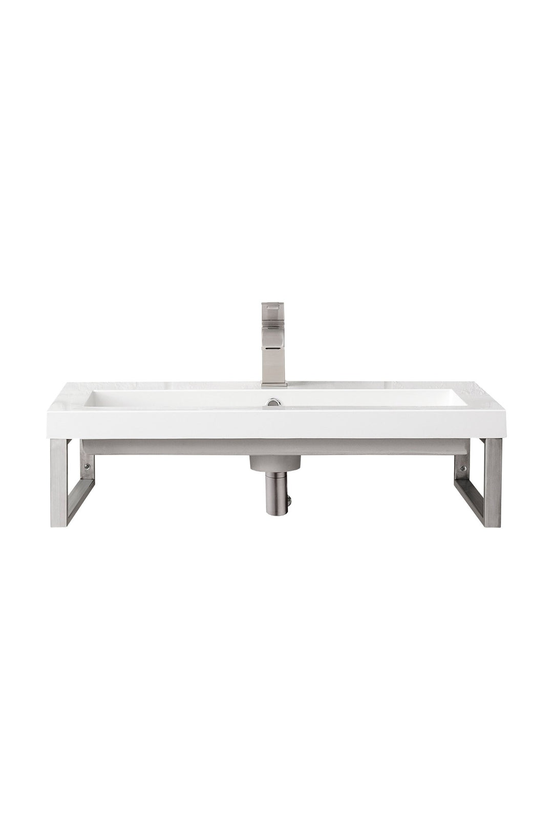 Two Boston 15.25" Wall Brackets, Brushed Nickel w/ 31.5" White Glossy Composite Stone Top