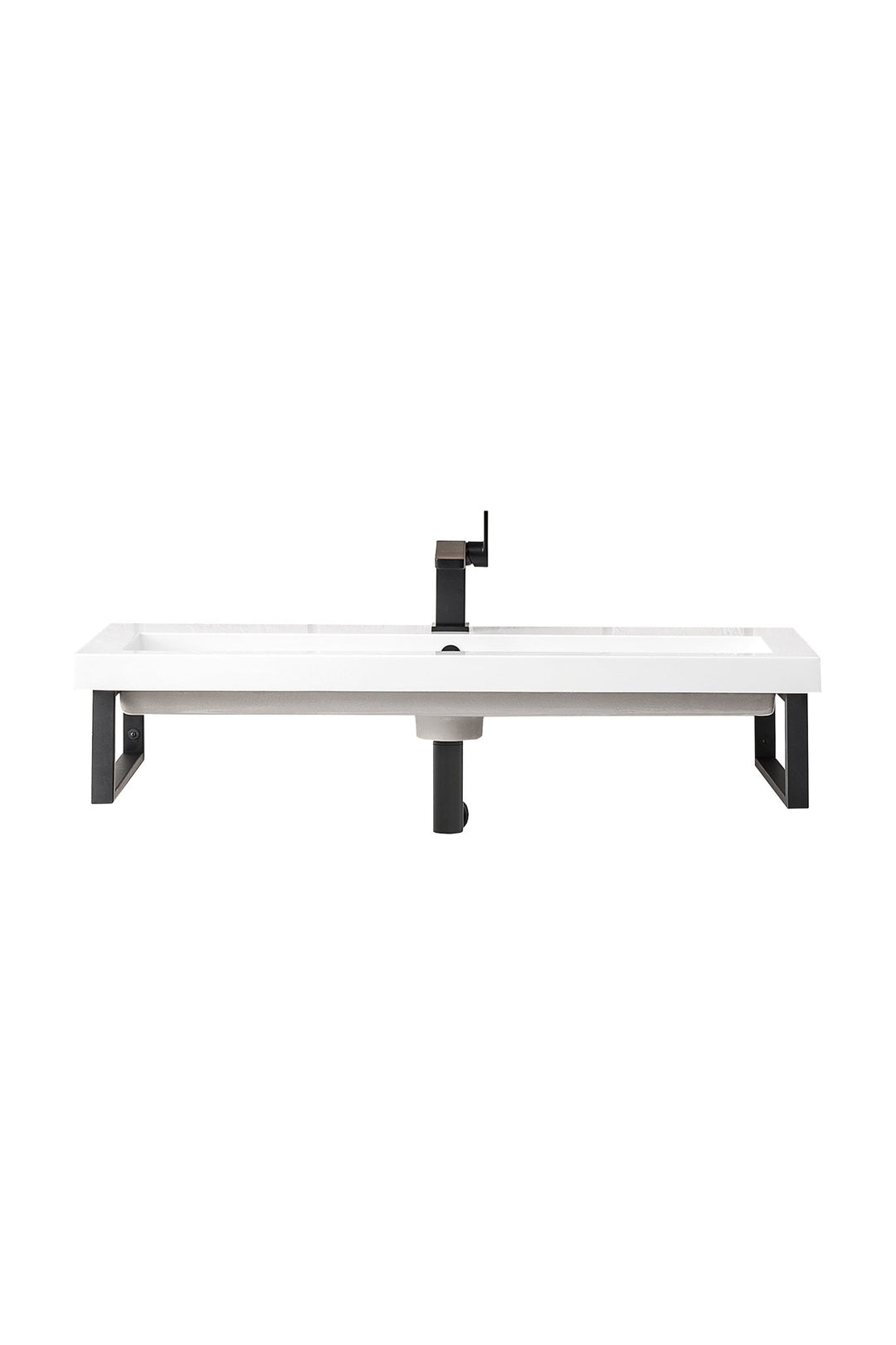 Two Boston 15.25" Wall Brackets, Matte Black w/ 39.5" White Glossy Composite Stone Top