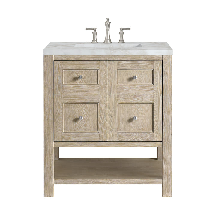 Breckenridge 30" Single Vanity, Whitewashed Oak w/ 3 CM Victorian Silver Silestone Top